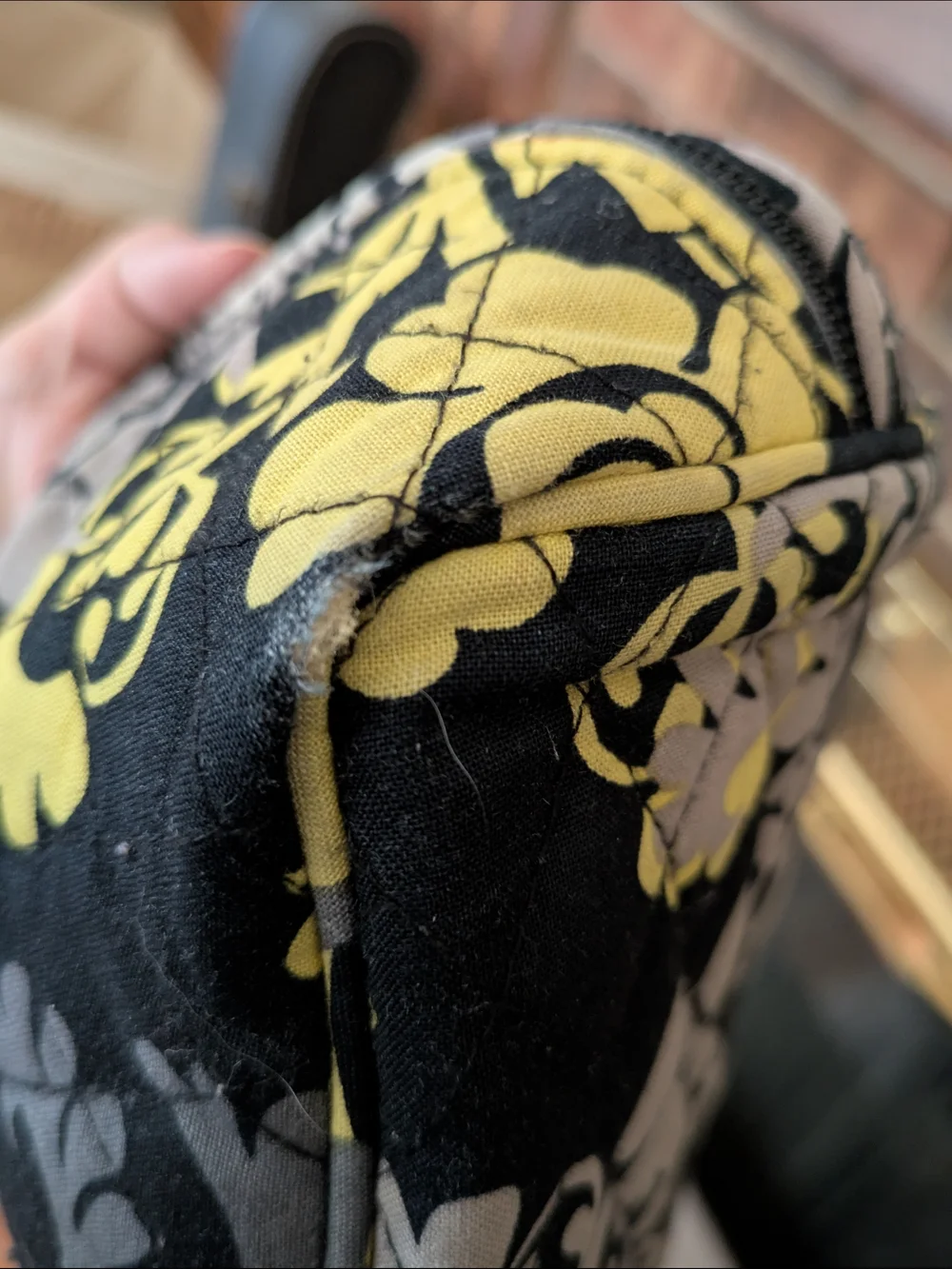 Vera Bradley Floral Quilted Tote in Black, Gray & Yellow